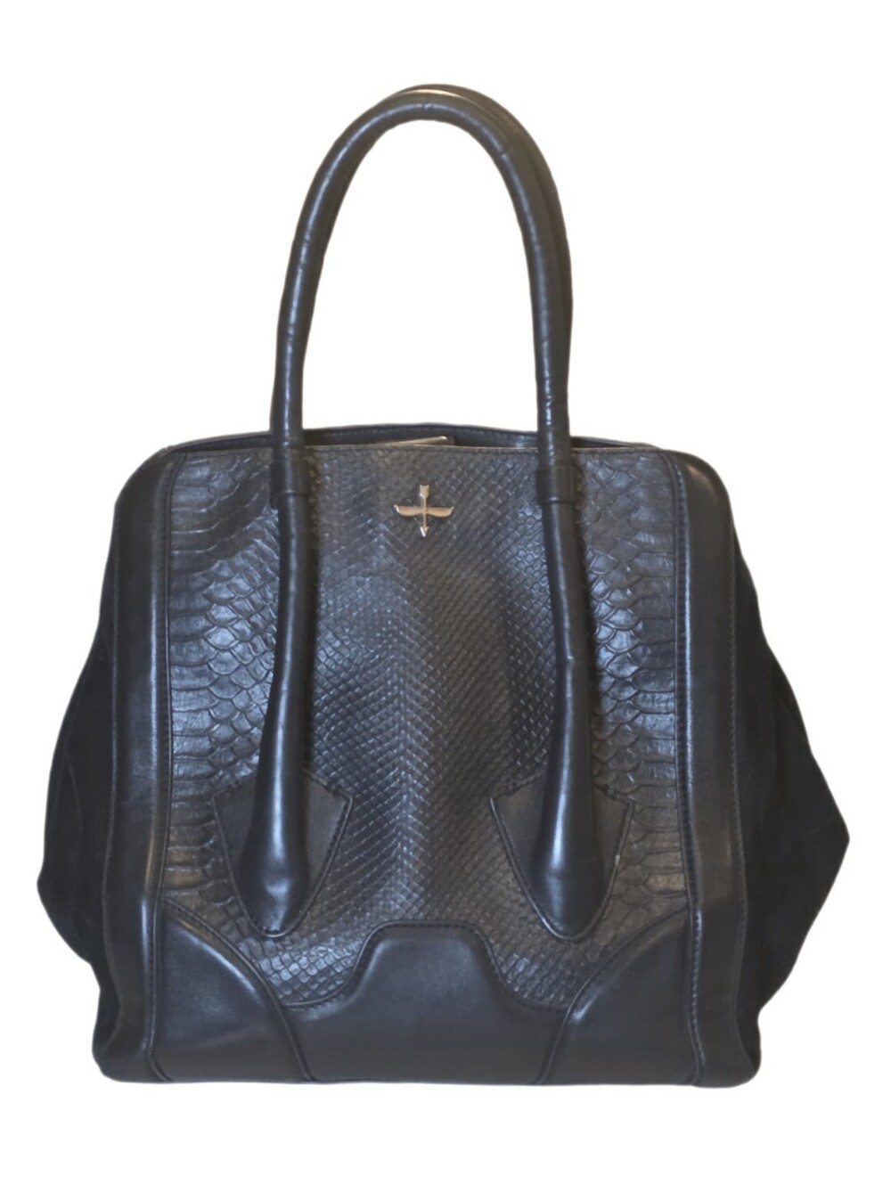 Pour La Victoire Black Leather & Nubuck Butler Large Tote Bag